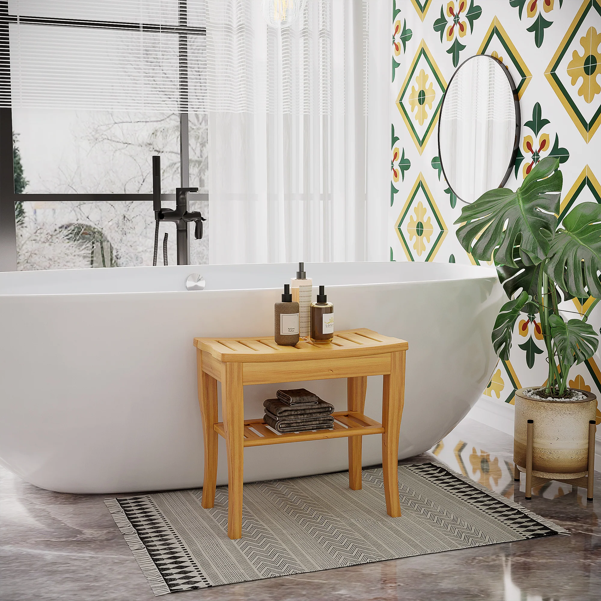 Bamboo Shower Stool - Image 4