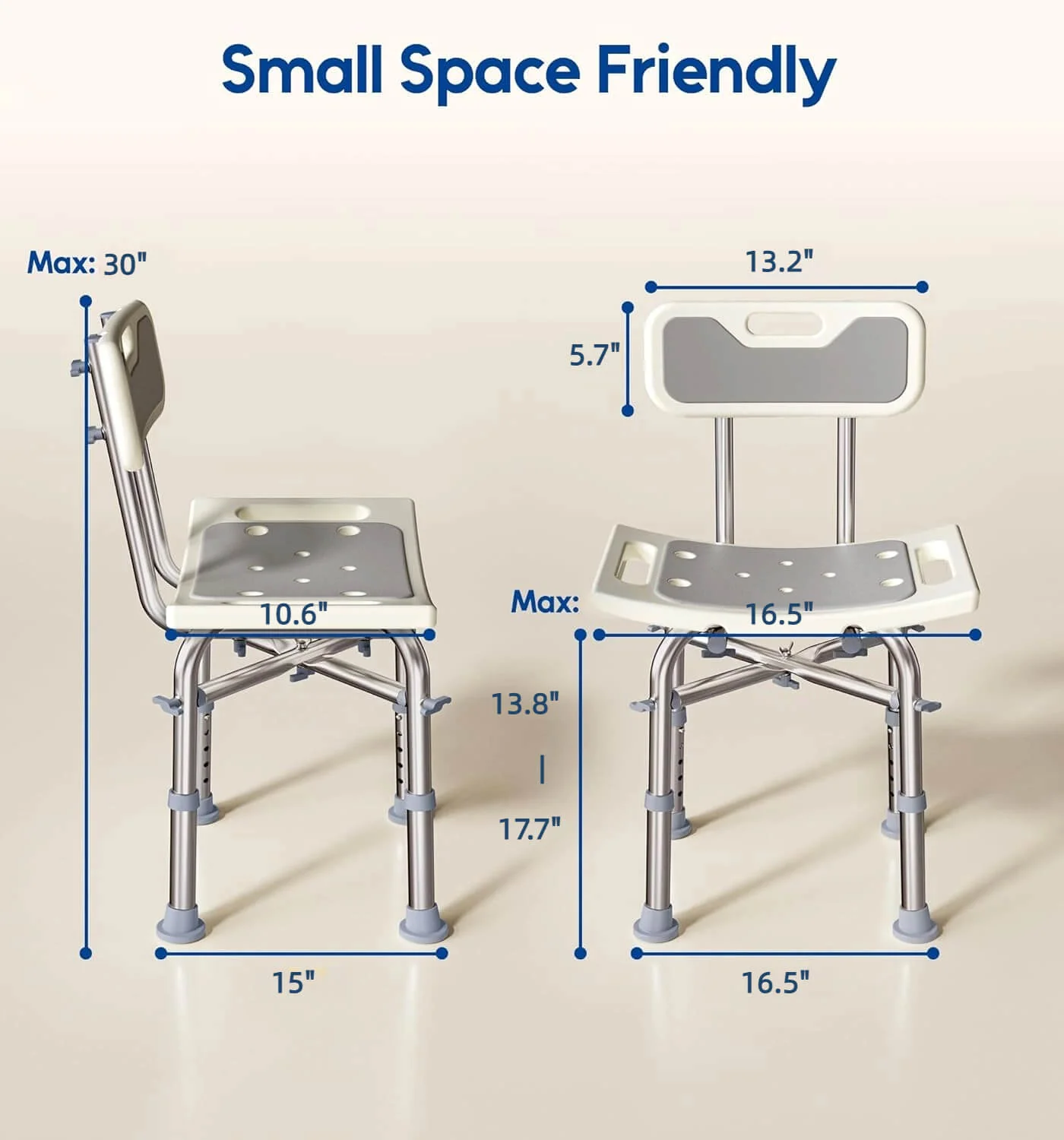 Height Adjustable Bathroom Seat with Backrest - Image 4