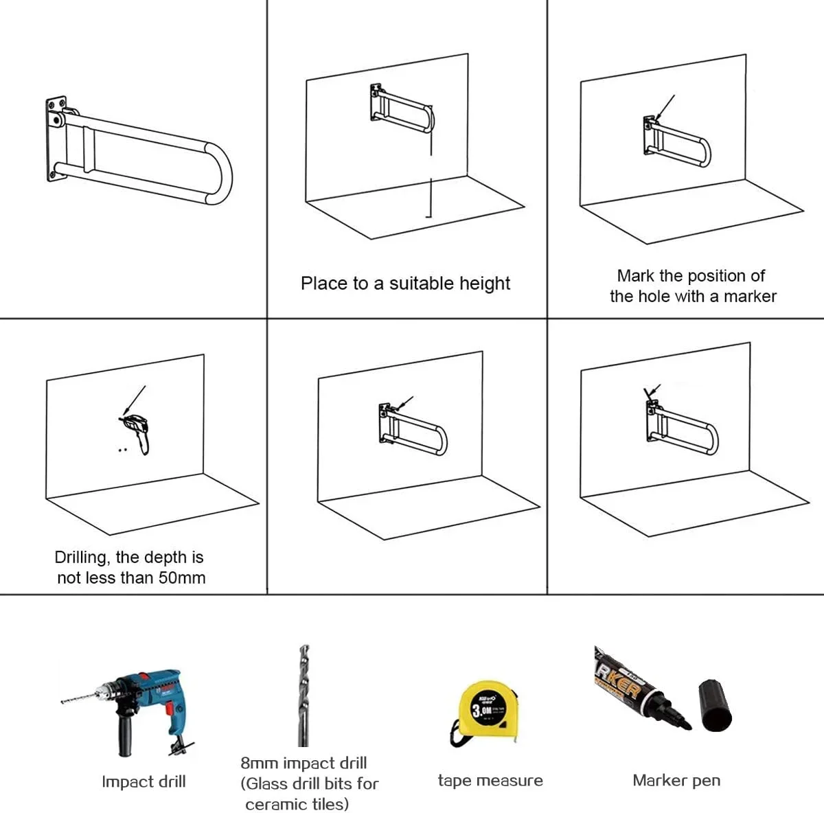 Premium Folding Toilet Grab Bar - Image 12