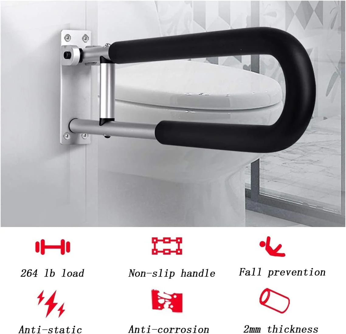 Premium Folding Toilet Grab Bar - Image 6